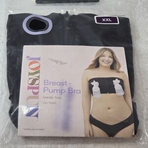 Joyspun Hands Free Breast Pump Bra XXL Black Zip Front Maternity Pumping Bandeau